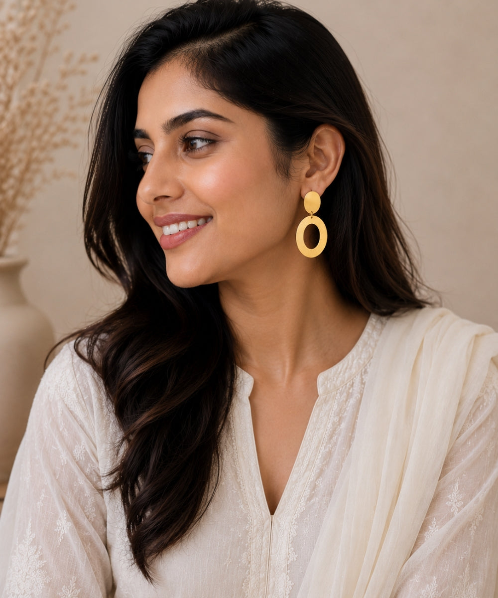 Gold Plated Double Oval Earrings