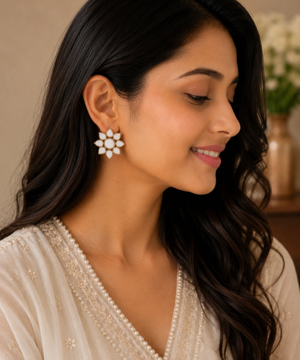 Gold Plated Mirror Stud Earrings