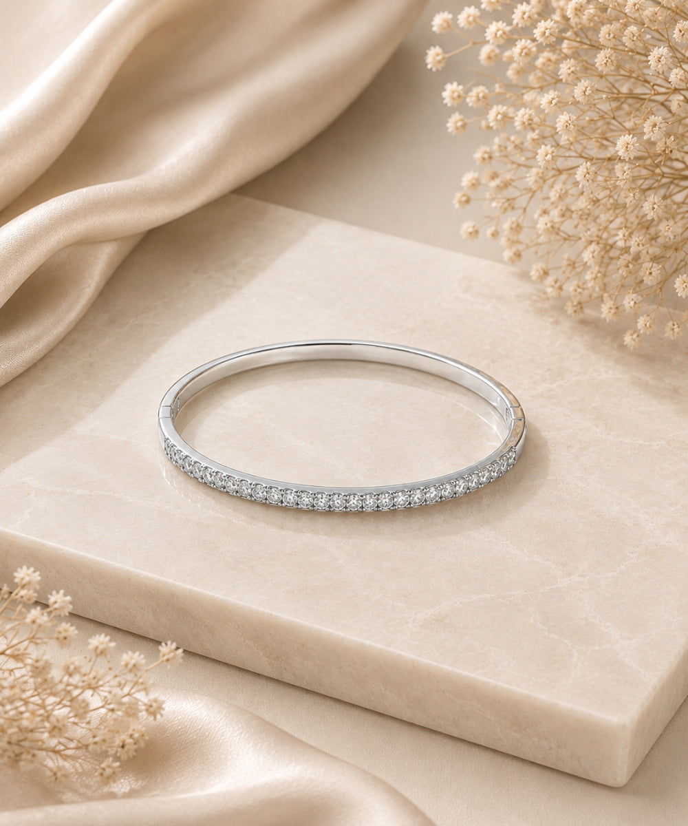 Rhodium Plated Cubic Zirconia Bracelet