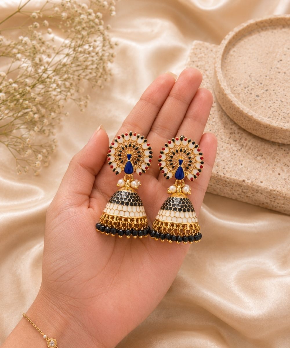 Gold Plated Peacock Style Jhumki Earrings
