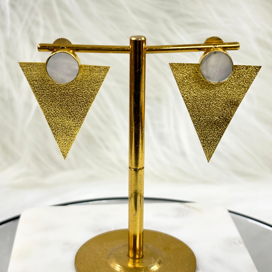 BDiva18k Gold Plated Mother Of Pearl Geometric Gold Statement Earrings