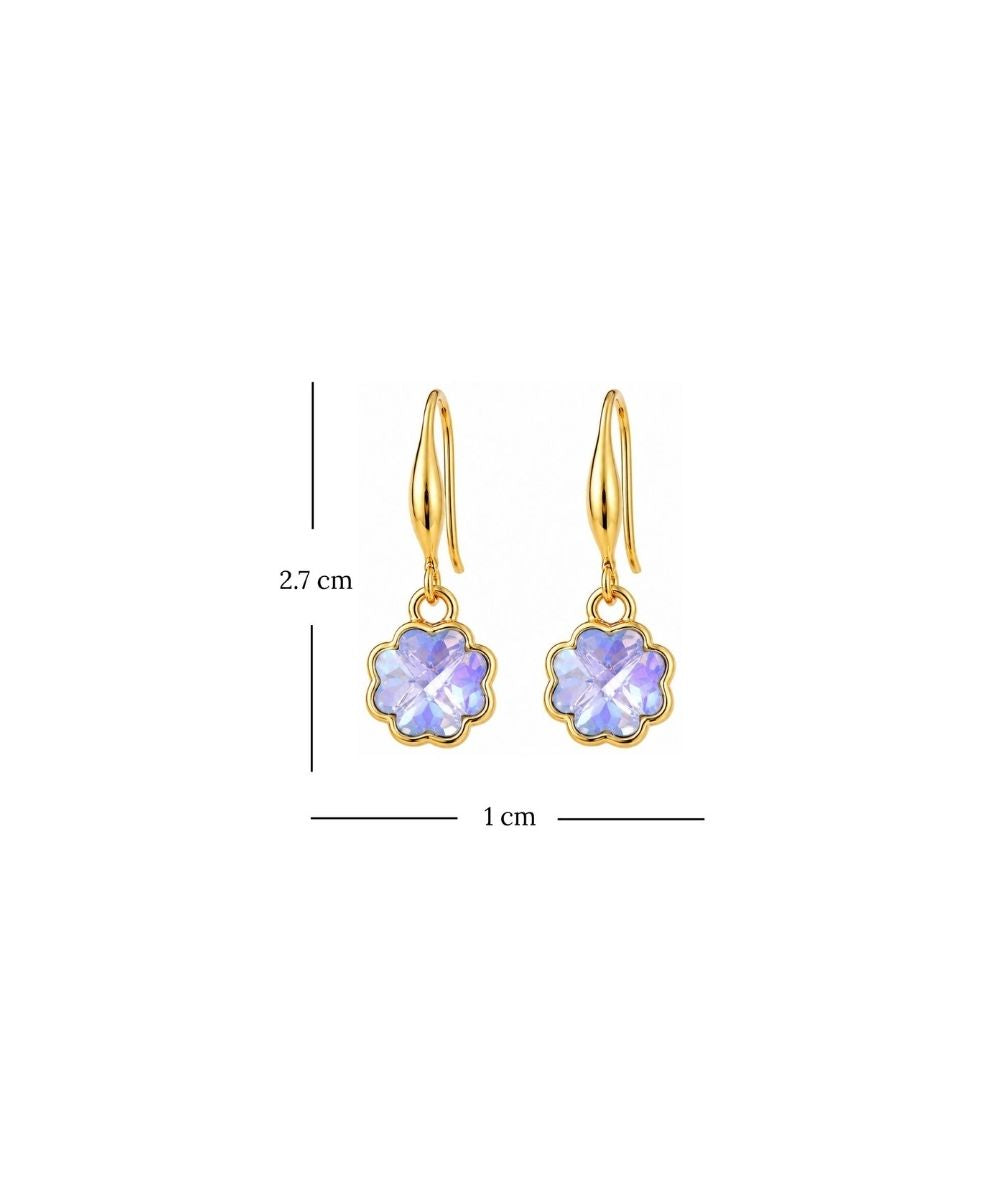 Bloom Gold-Plated Blue Cubic Zirconia Floral Drop Earrings