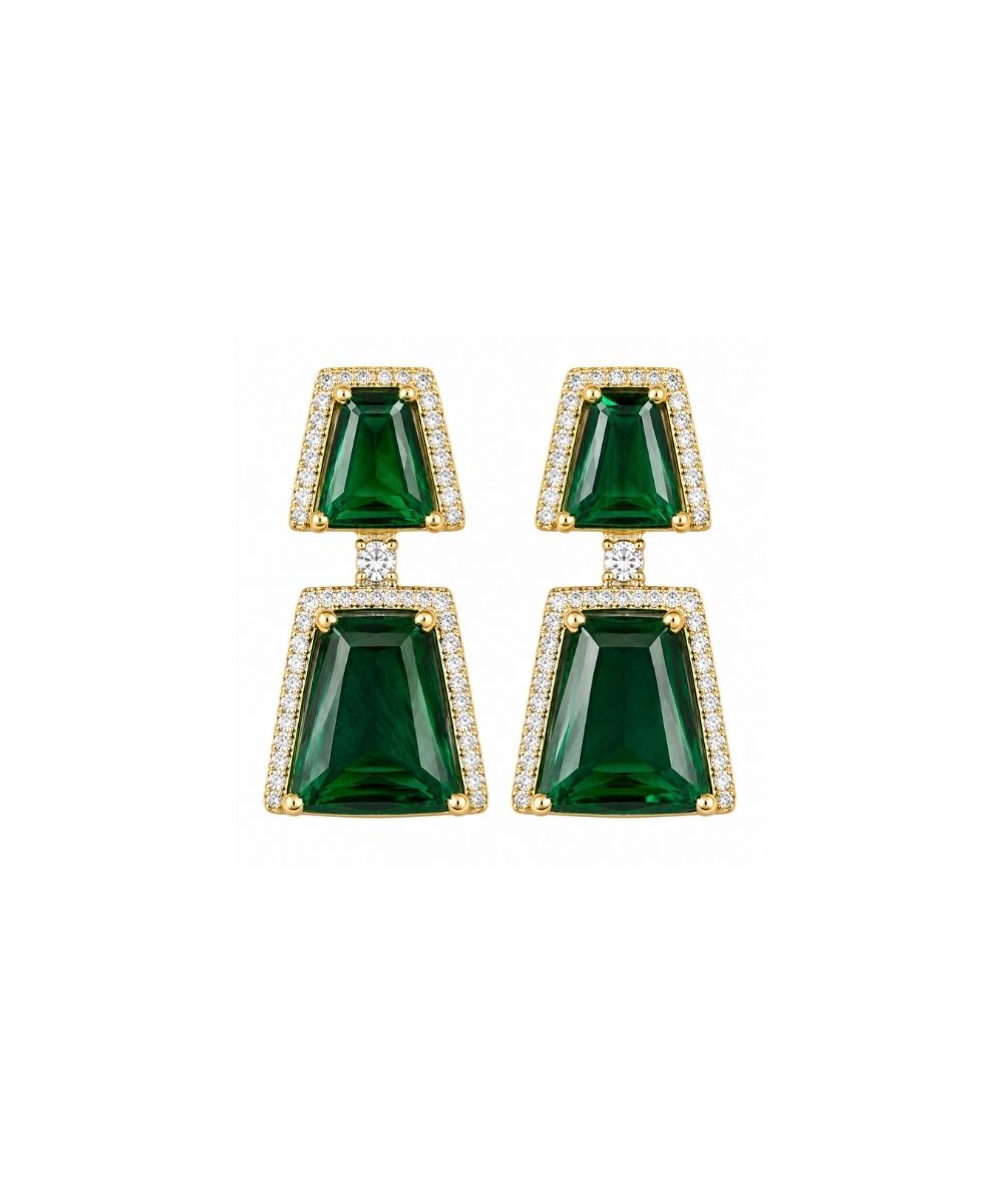 Gold Plated Green Topaz Earrings