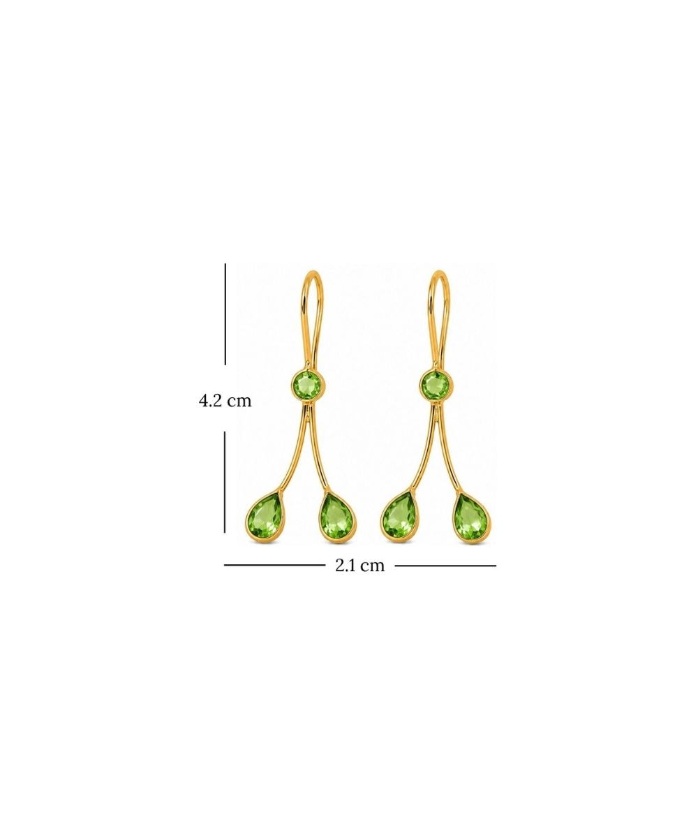 Gold Plated Light Green Cubic Zirconia Drop Earrings