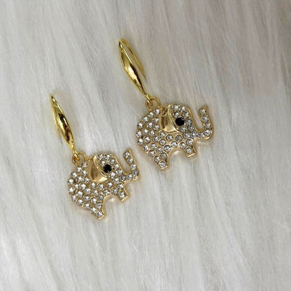 Elephant Charm Evil Eye Drop Earrings