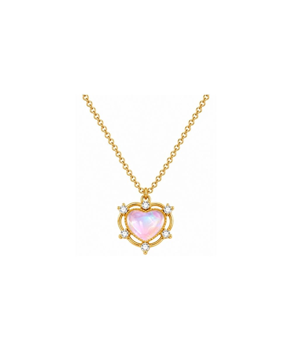 Gold Plated Luna Glow Stone Heart Shape Pendant Necklace