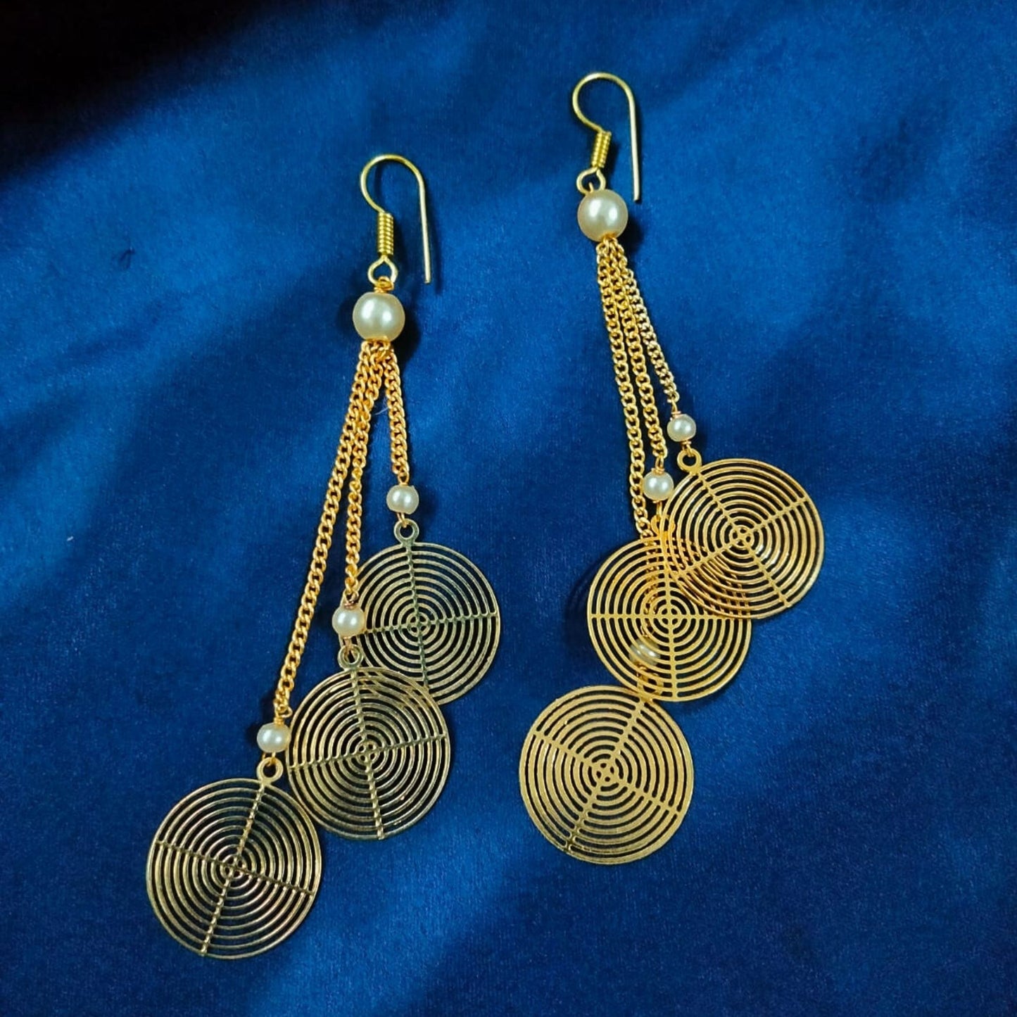 Bdiva 18K Gold Plated Light Weight Concentric Disc Danglers.
