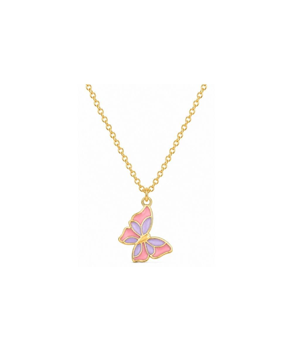 Gold Plated Butterfly Style Enamel Pendant Necklace