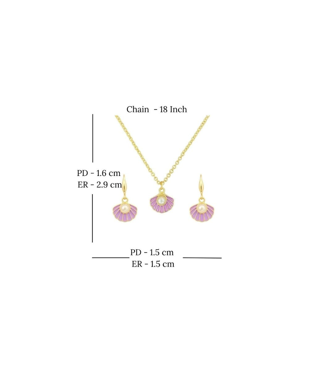 Gold Plated Purple Pearl Pendant Set