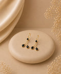 Gold Plated Black Cubic Zirconia Drop Earrings