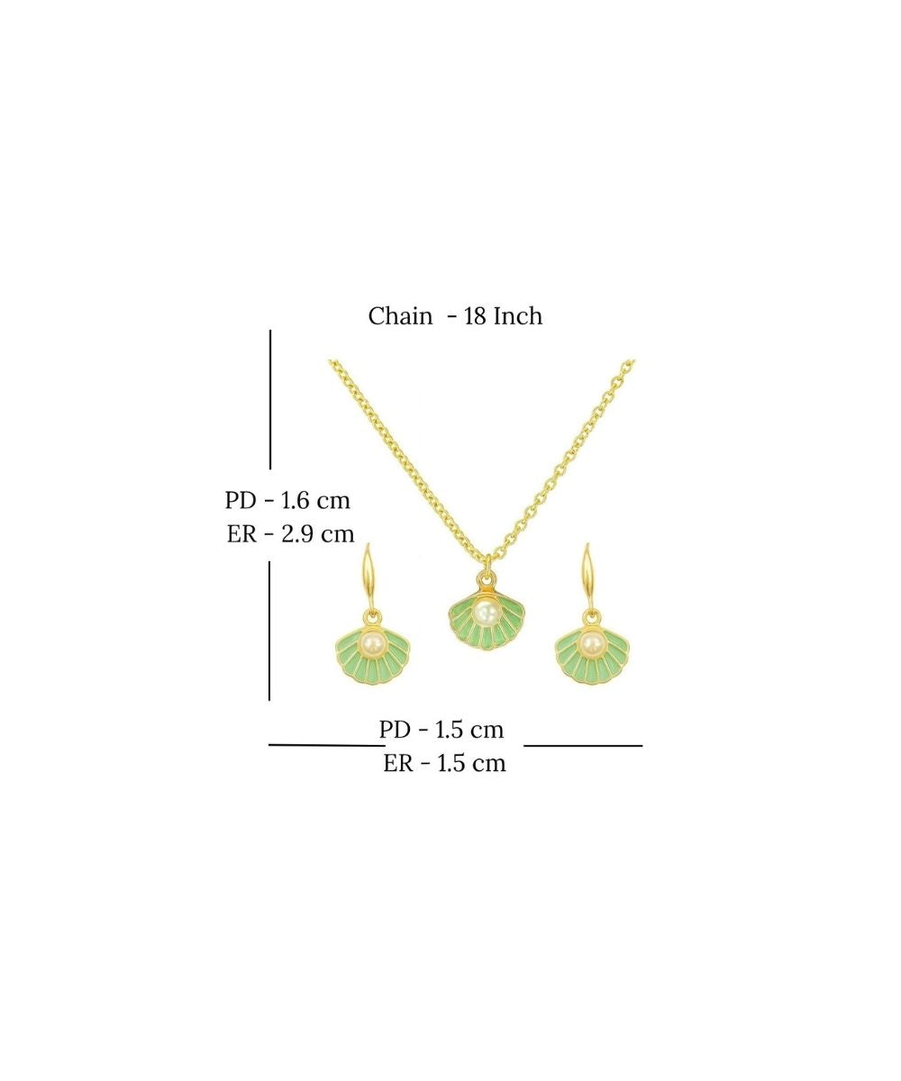 Gold-Plated Mint Pearl Pendant Set