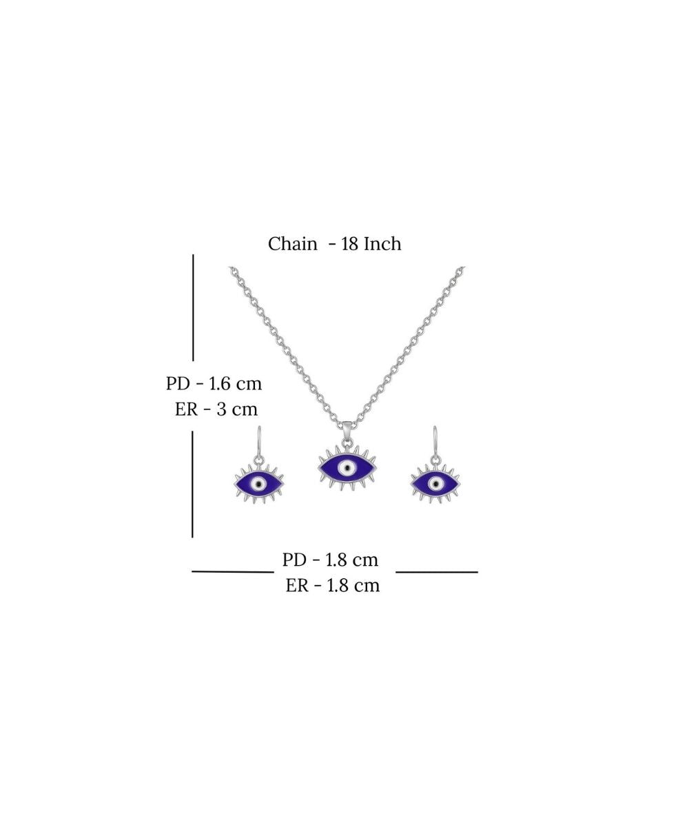 Rhodium-Plated Evil Eye Pendant Set