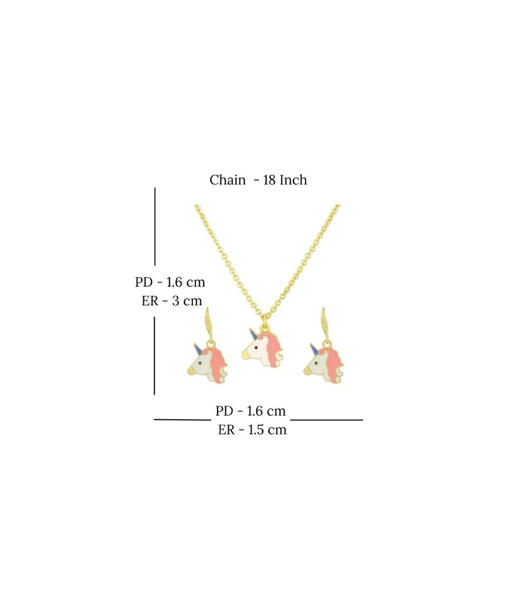 Gold-Plated Unicorn Pendant Set