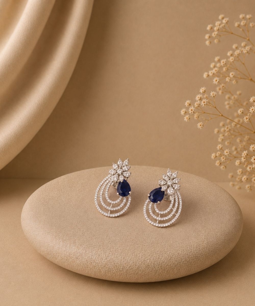Rhodium Plated Cubic Zirconia Earring