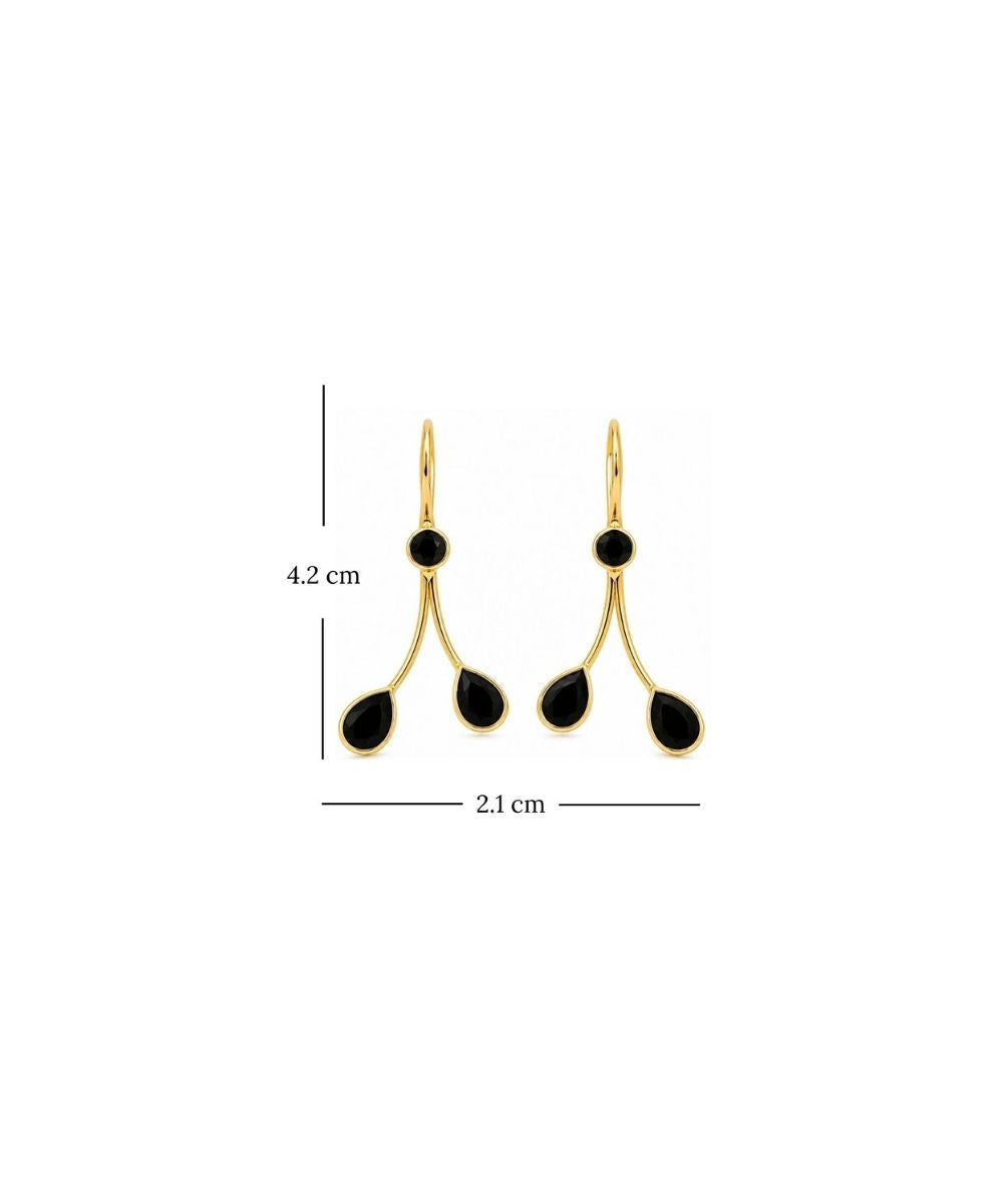 Gold Plated Black Cubic Zirconia Drop Earrings