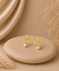 Bdiva 18K Gold Plated Leaf Pearl Drop Earrings with a Redefine Modern Elegance