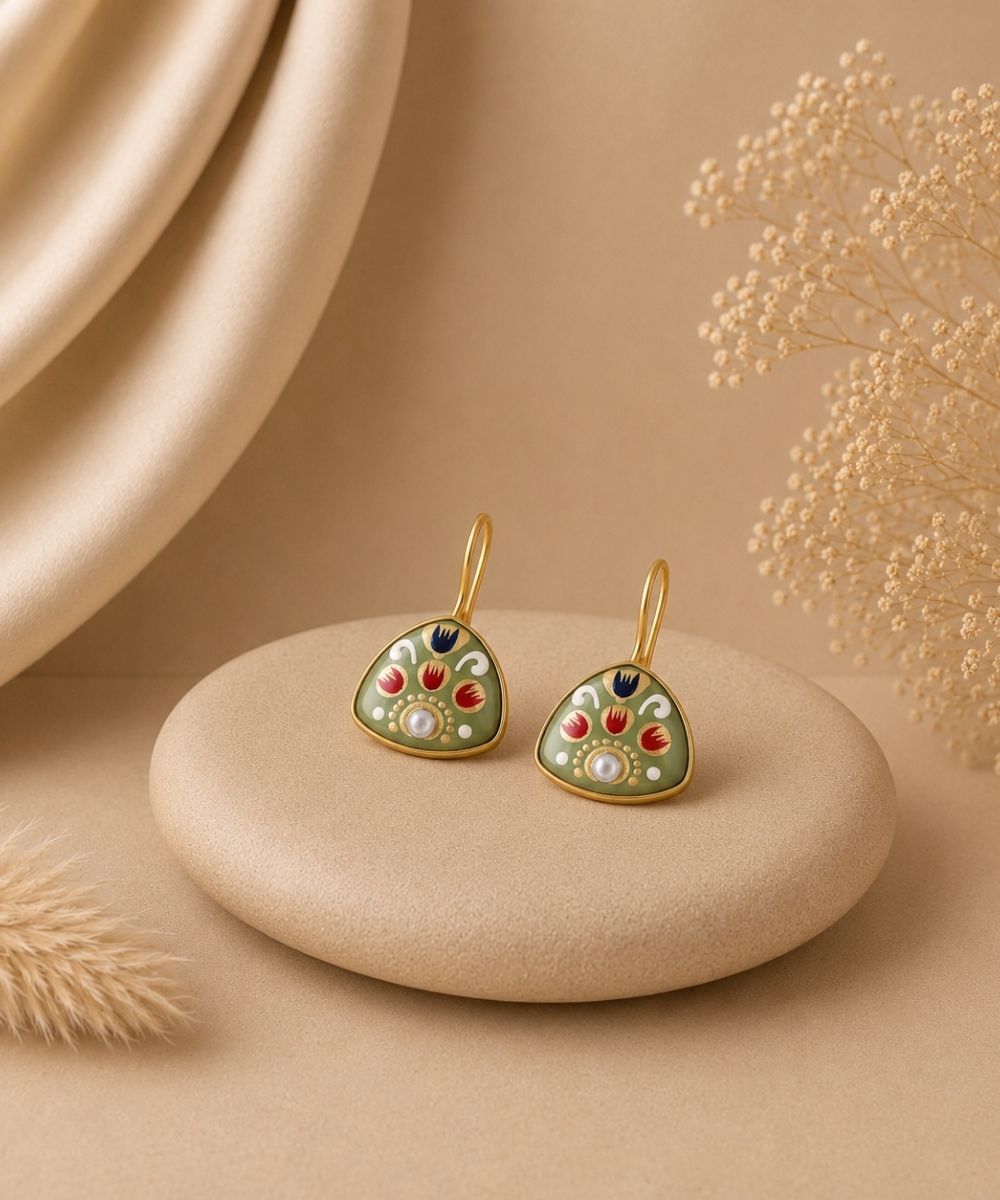 Gold Plated Hand-Painted Earrings