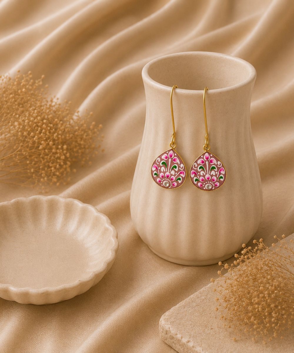 Gold Plated Hand-Painted Drop Earrings