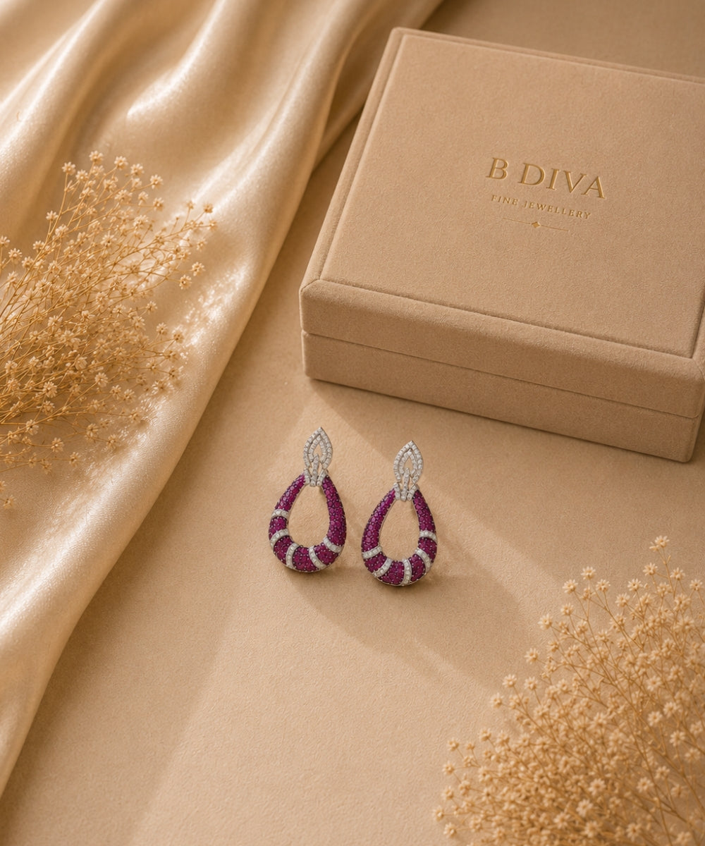 Rhodium Plated Cubic Zirconia Drop Earrings