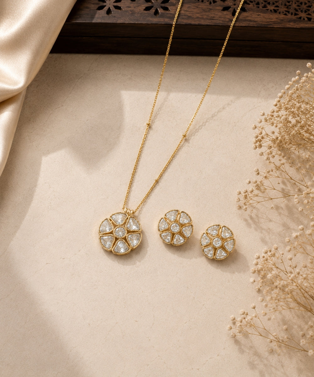 Rose Gold Plated Cubic Zirconia Pendant Set