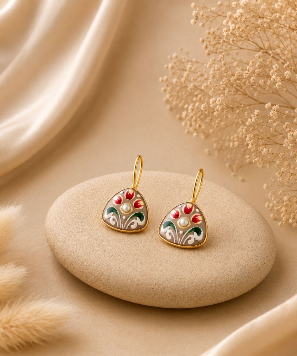 Gold Plated Hand-Painted Earrings