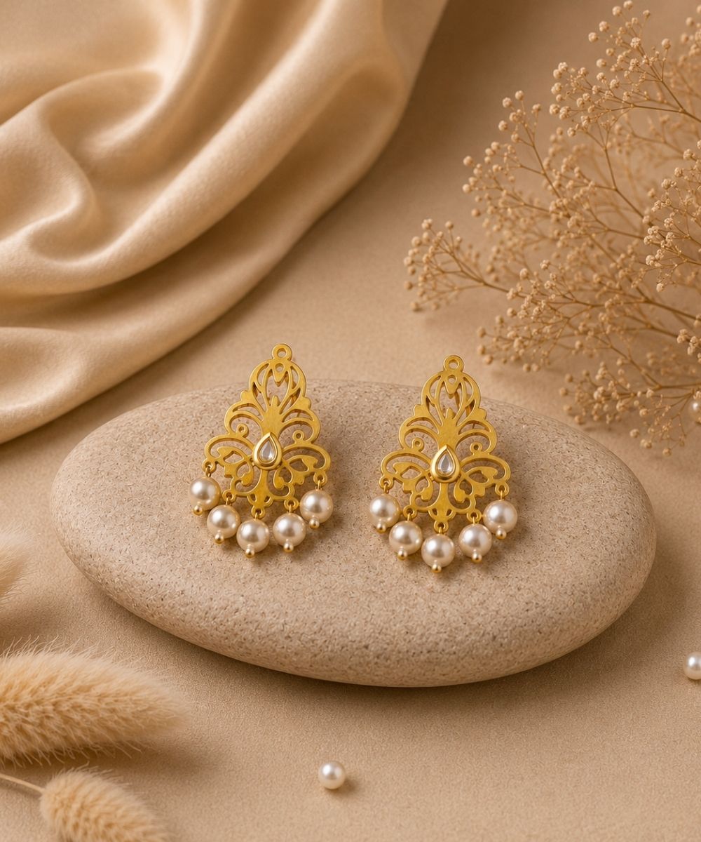 Gold Plated Pearl Drop Earrings