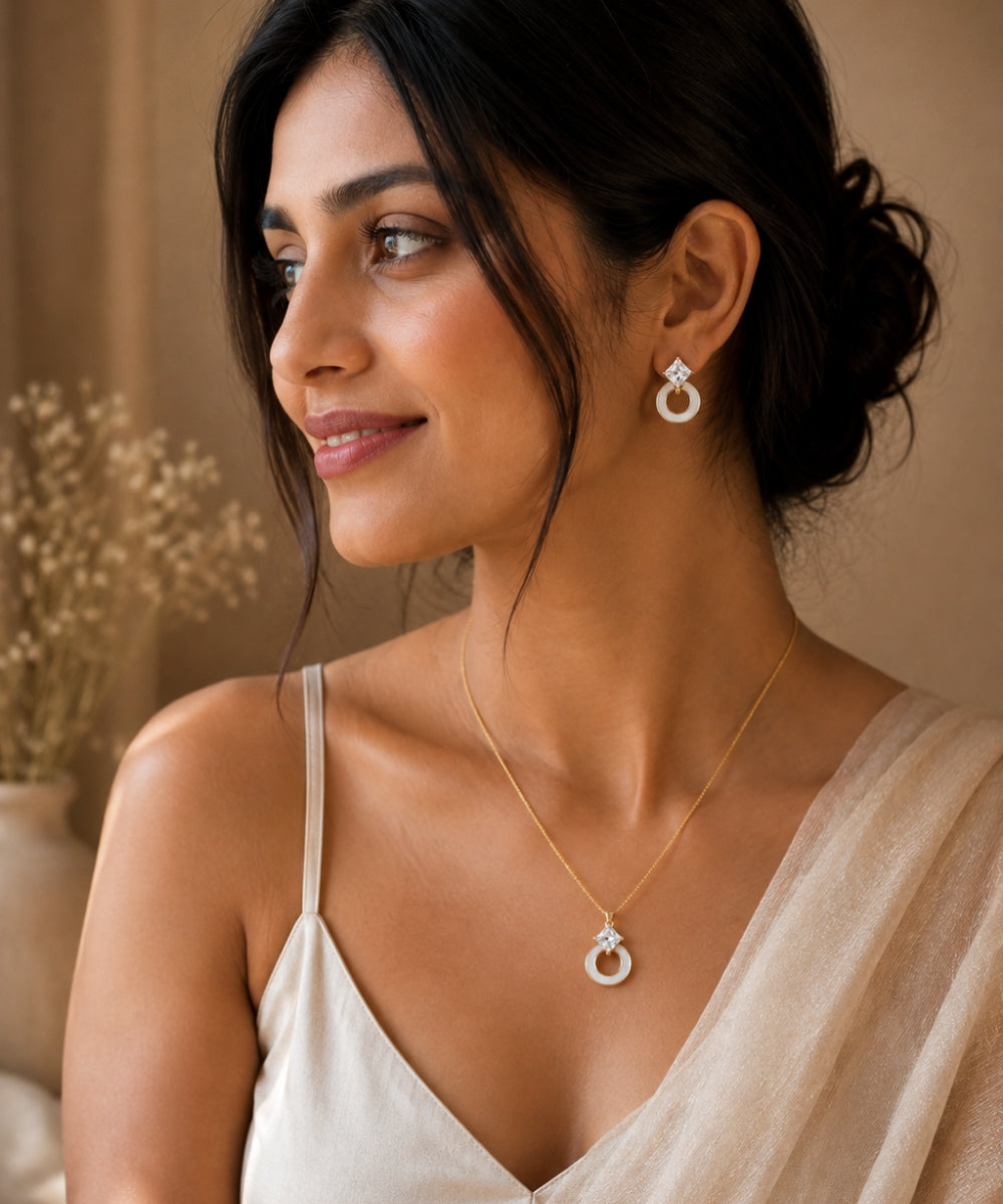 Rose Gold Plated Cubic Zirconia Pendant Set