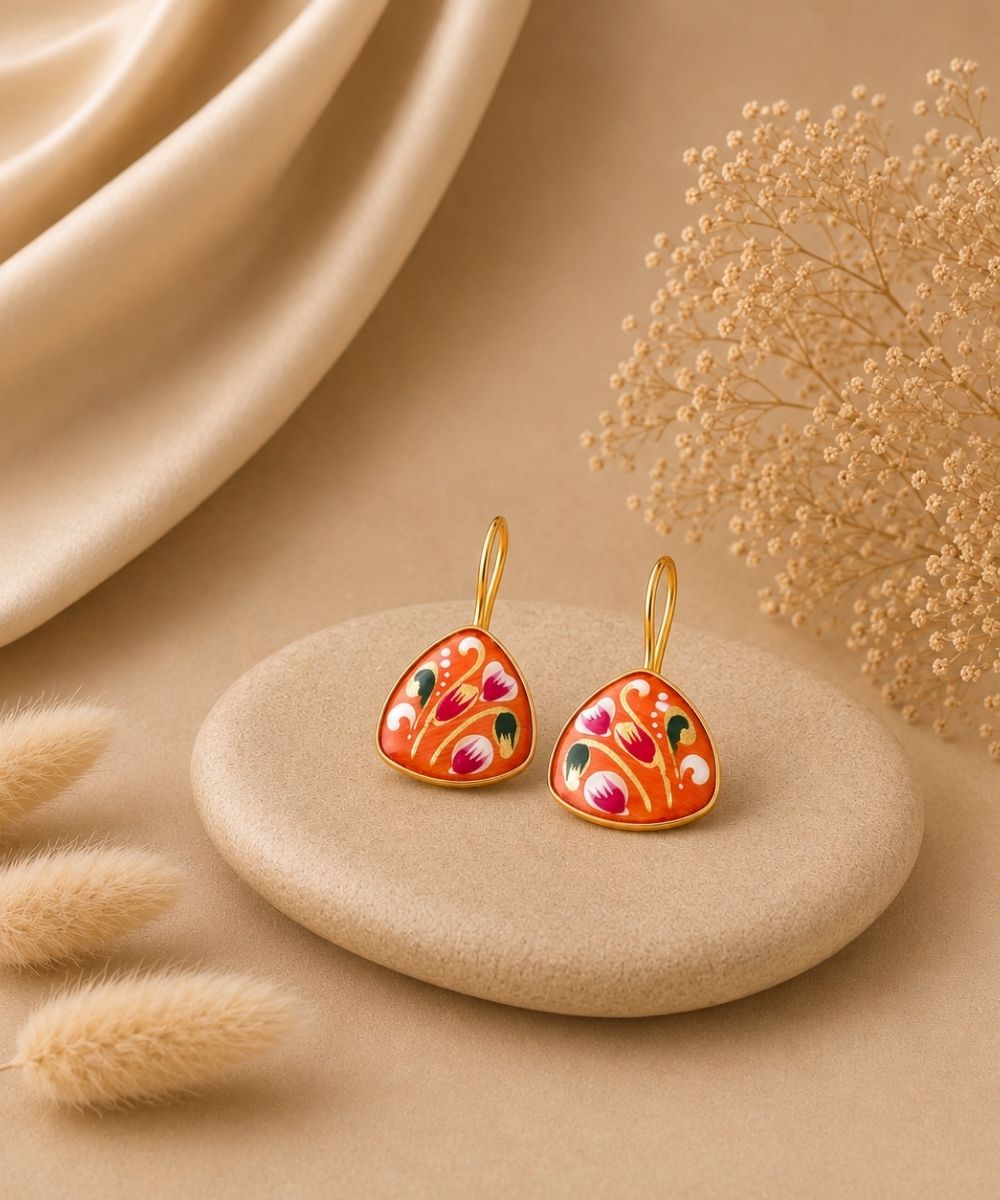 Gold Plated Hand-Painted Earrings