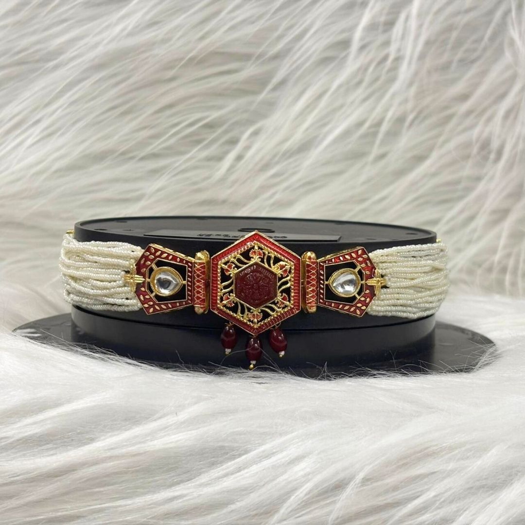 Gold Plated Kundan & Pearl Choker Set