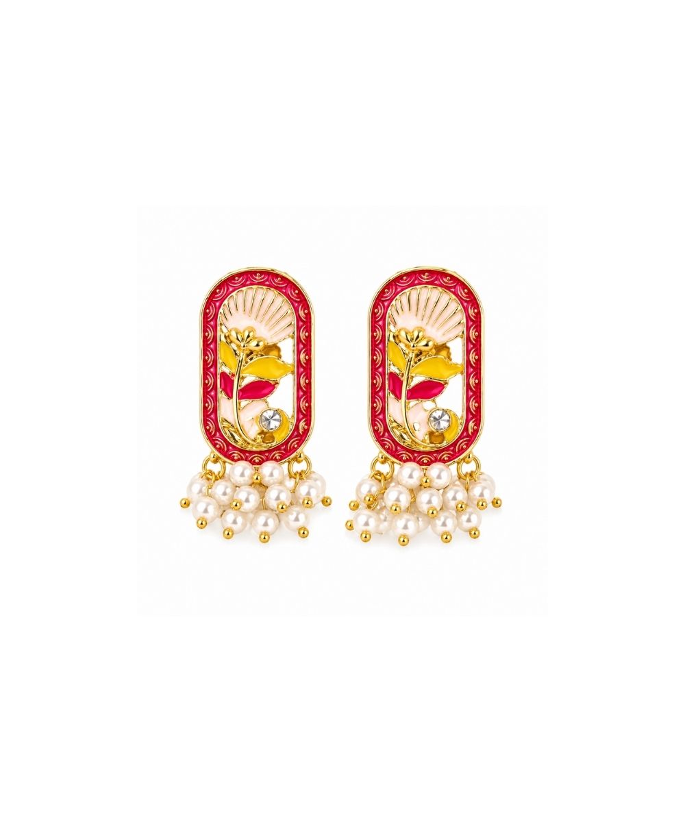 Gold-Plated Pink Pearl Stud Earrings