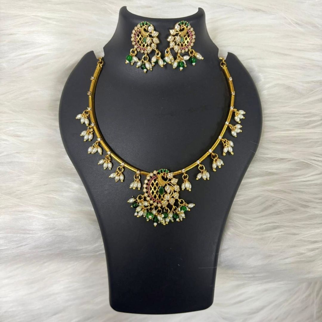 Gold Plated Kundan & Pearl Choker Set