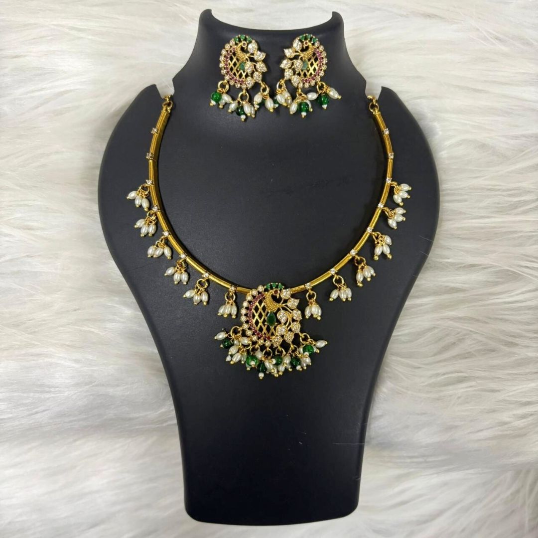 Gold Plated Kundan & Pearl Choker Set