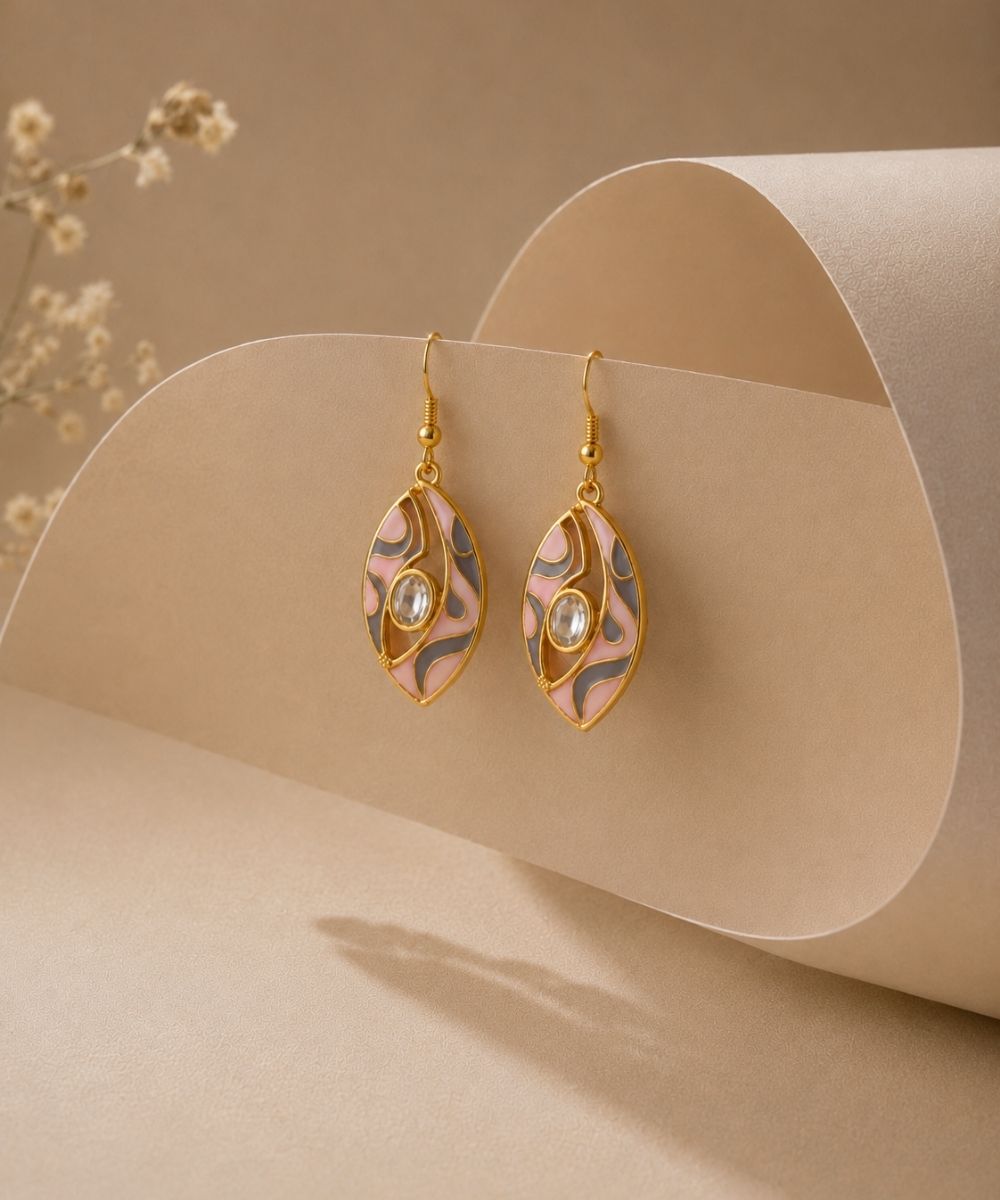 Gold-Plated Kundan Drop Earrings