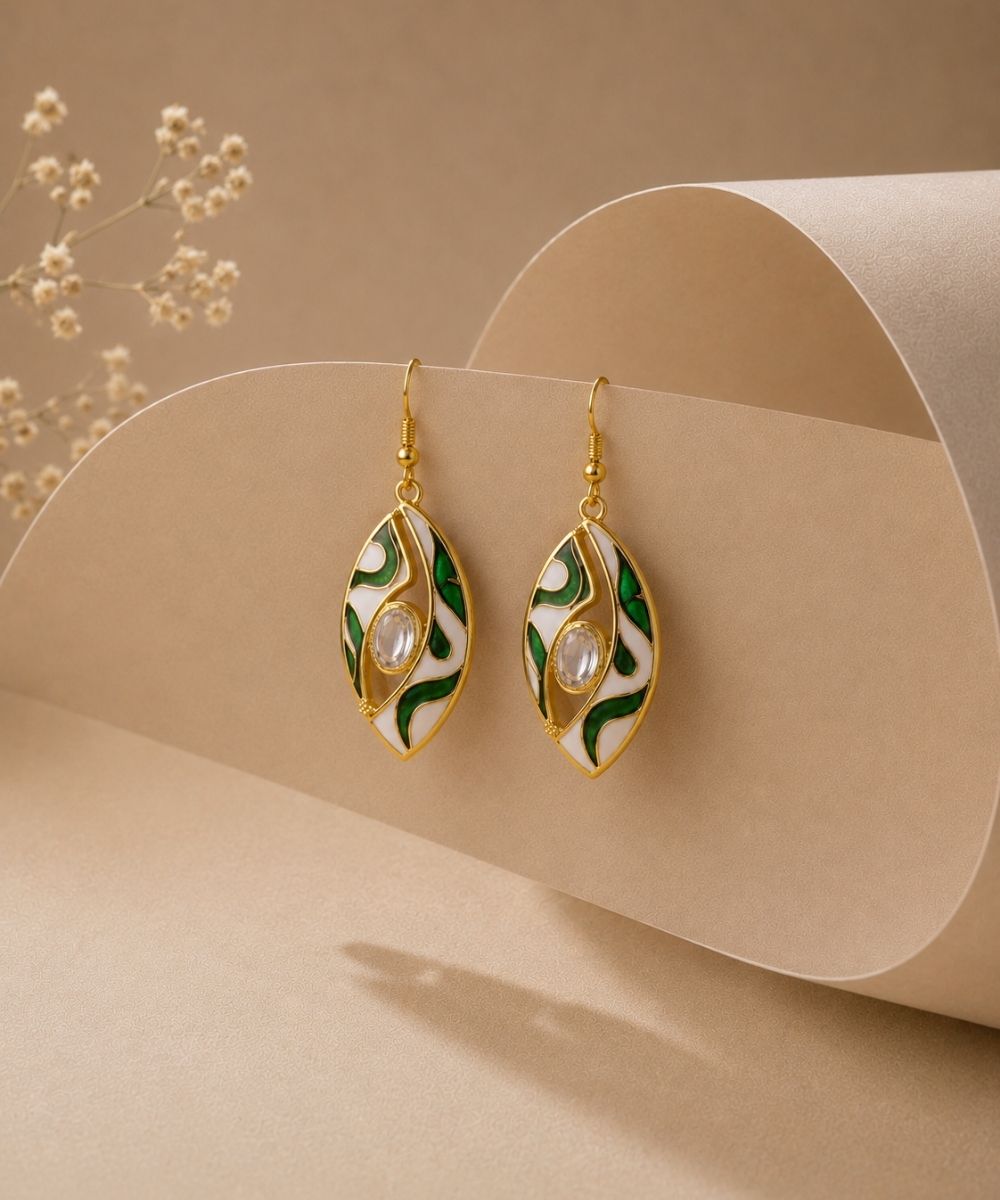 Gold-Plated Kundan Drop Earrings