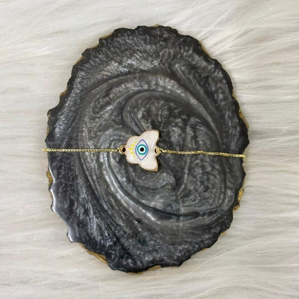 Butterfly Evil Eye Gold-Plated Bracelet