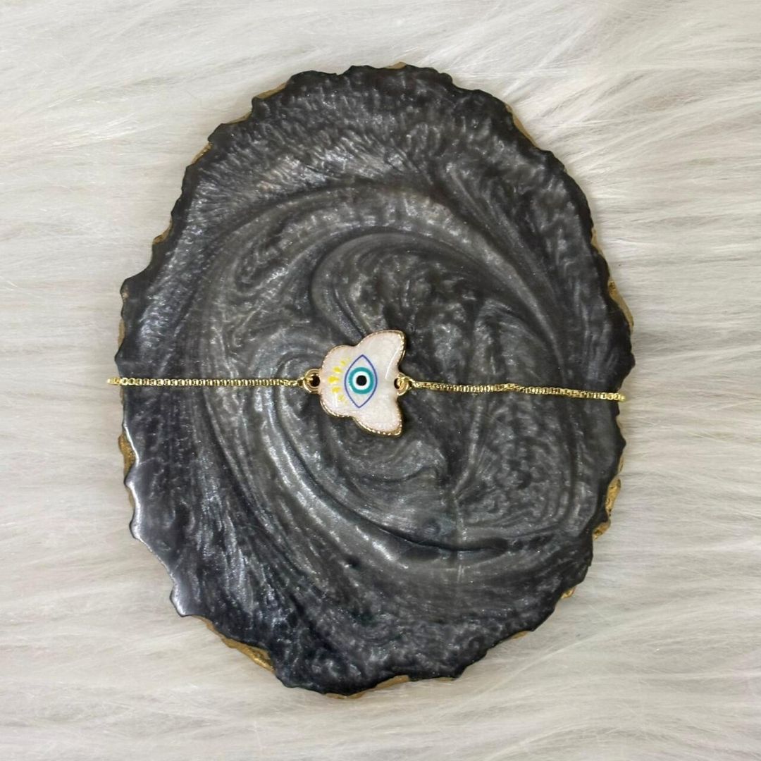 Butterfly Evil Eye Gold-Plated Bracelet