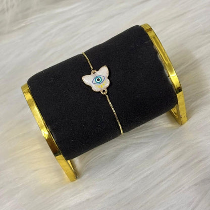 Butterfly Evil Eye Gold-Plated Bracelet