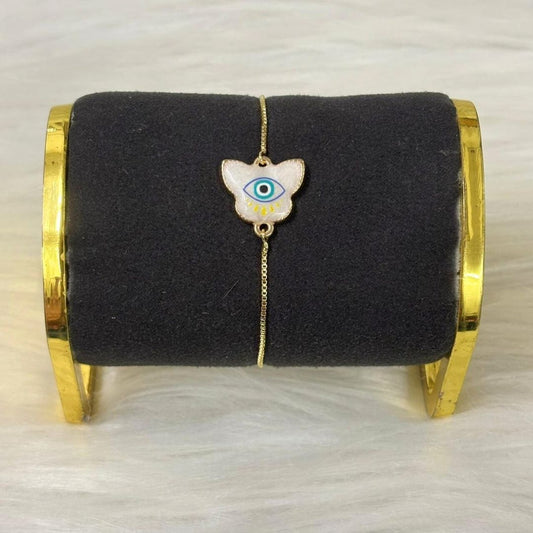 Butterfly Evil Eye Gold-Plated Bracelet