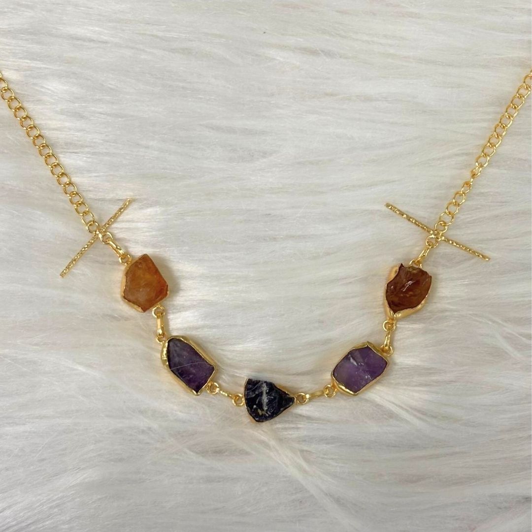 Gold Plated Semi Precious Stones Choker