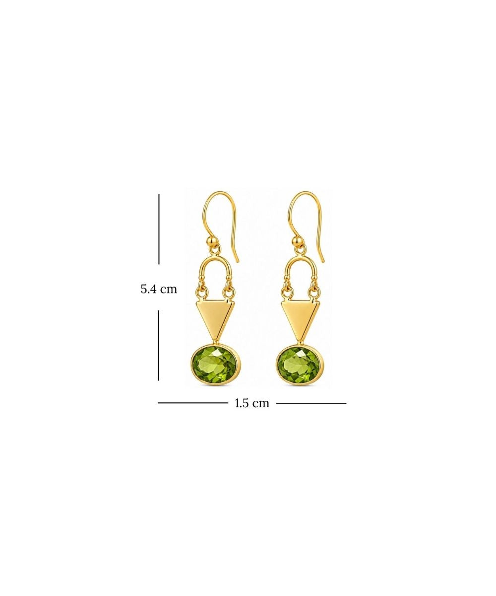 Gold Plated Green Cubic Ziconia Drop Earrings