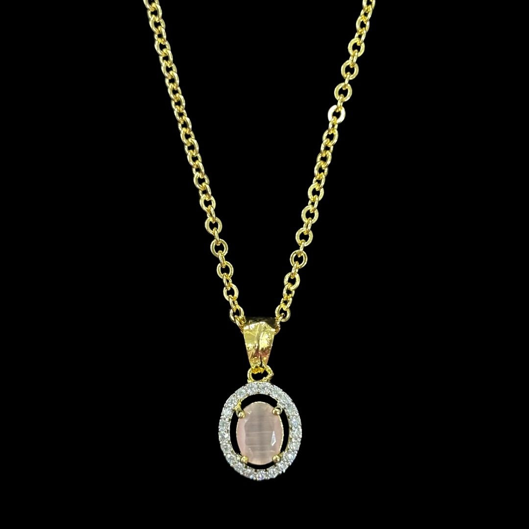 Morganite Luxe Gold-Plated Solitaire Halo Pendant & Earrings Set – A Regal Touch of Morganite