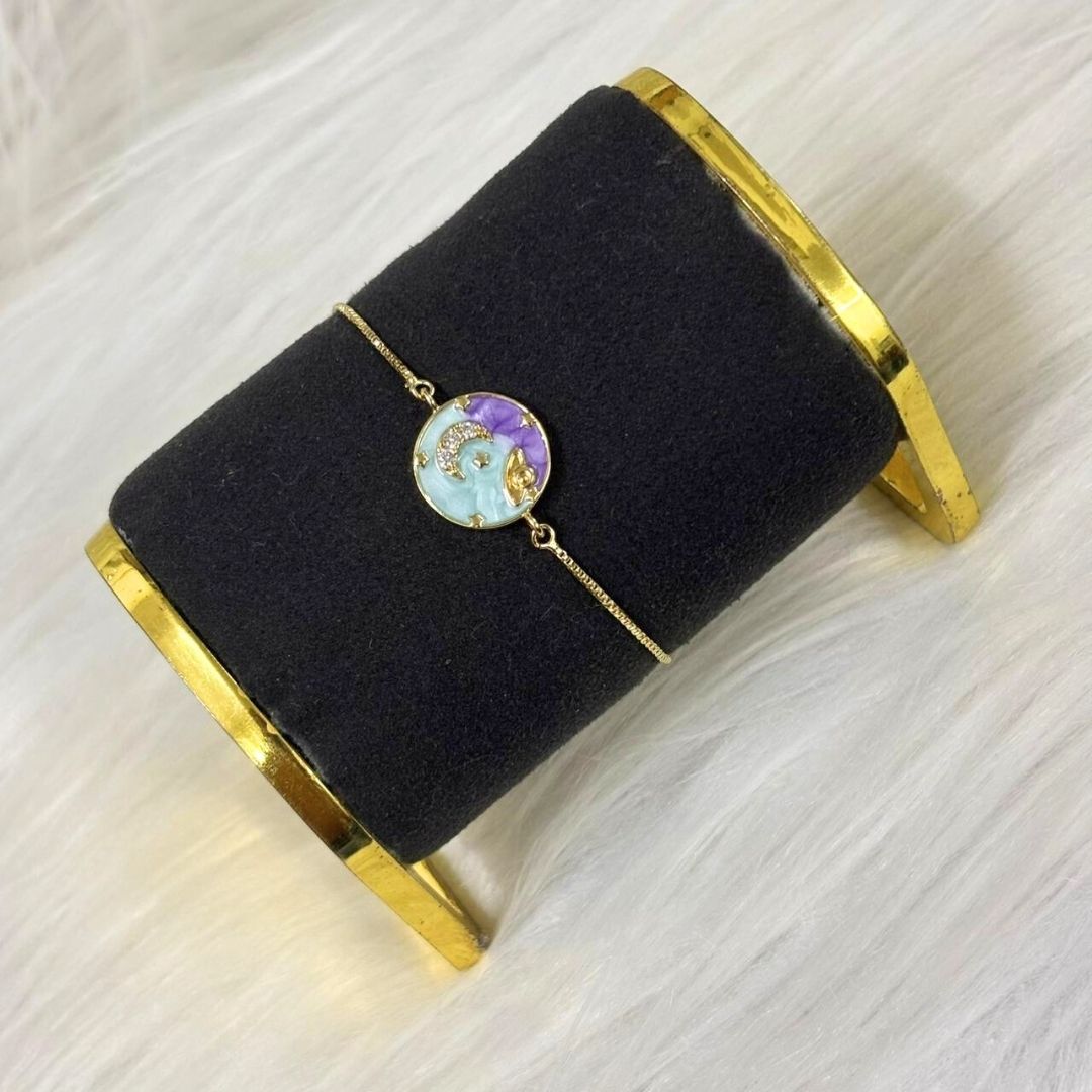 Gold-Plated Half-Moon Adjustable Bracelet