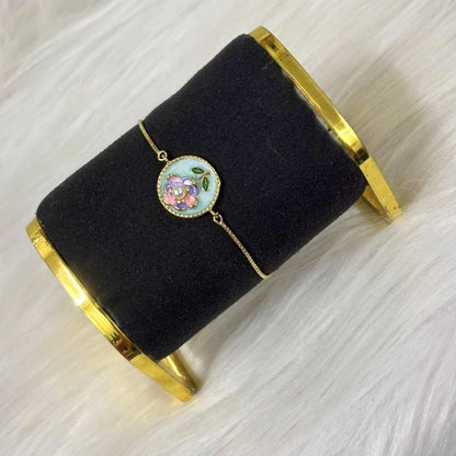 Gold Plated Floral Charm Bracelet