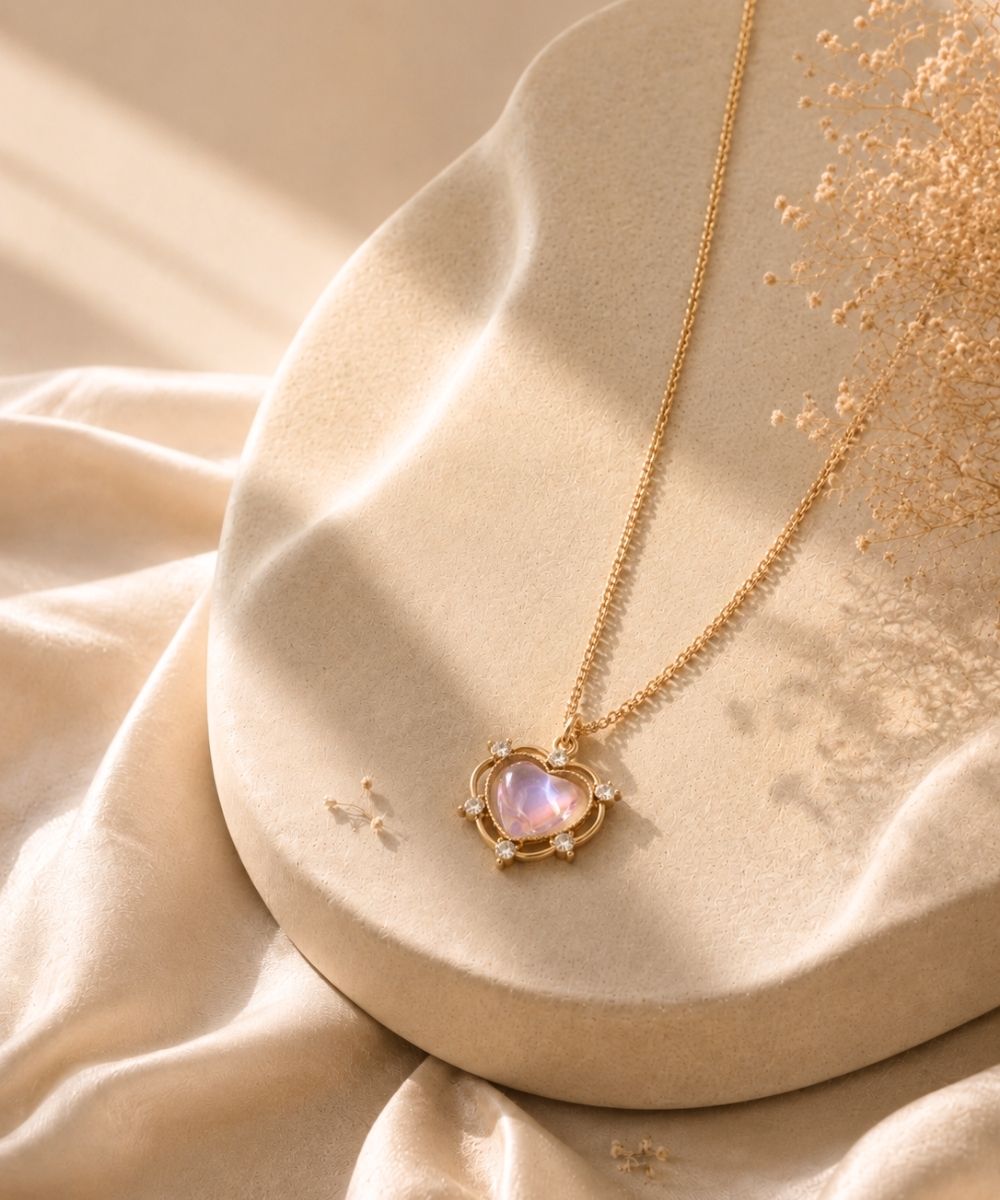 Luna Glow Stone Heart Shape Pendant Necklace