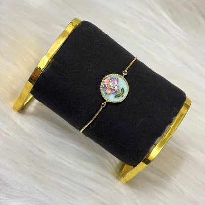 Gold Plated Floral Charm Bracelet