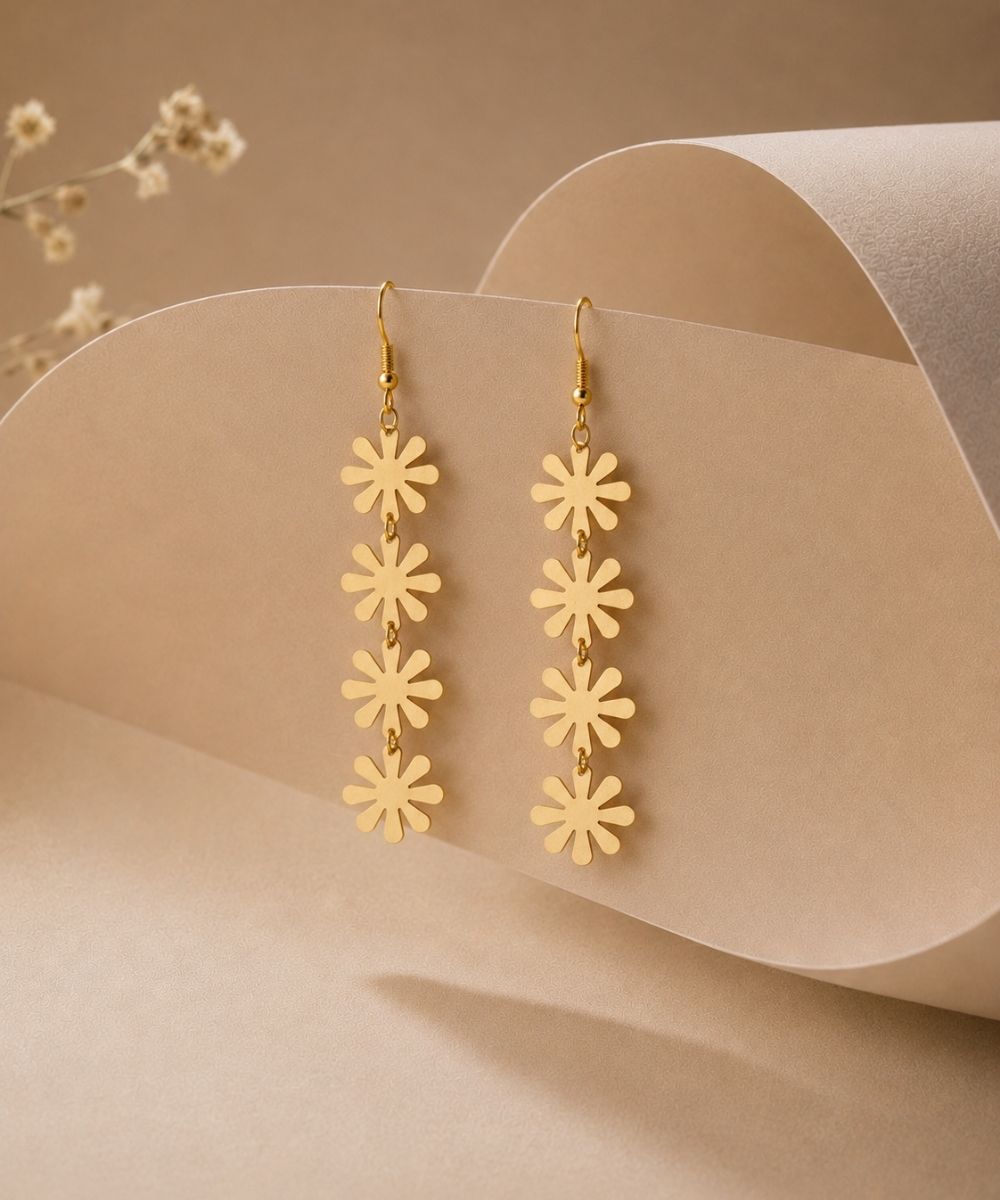 Gold Plated Snowflake Earrings