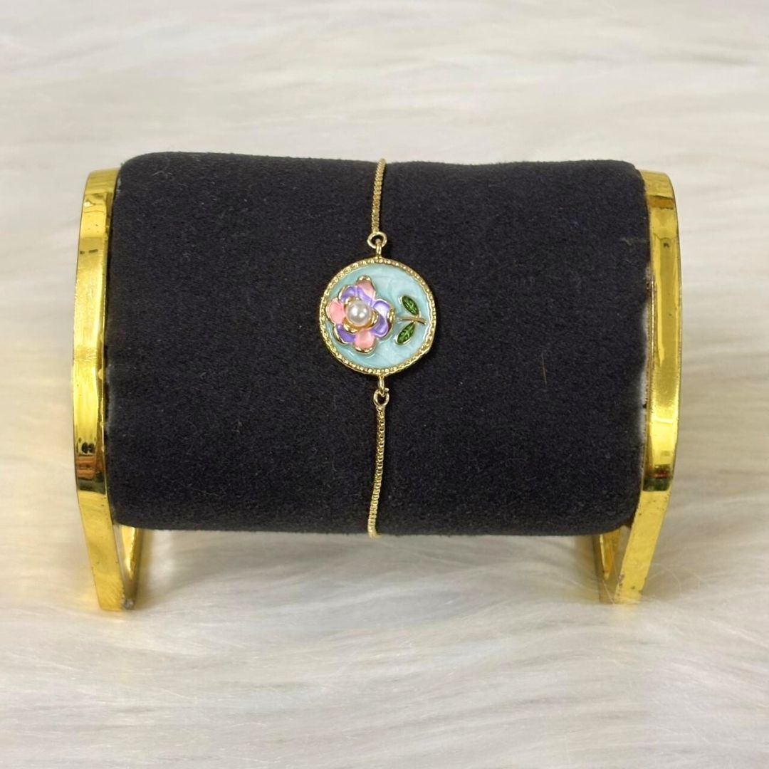 Gold Plated Floral Charm Bracelet