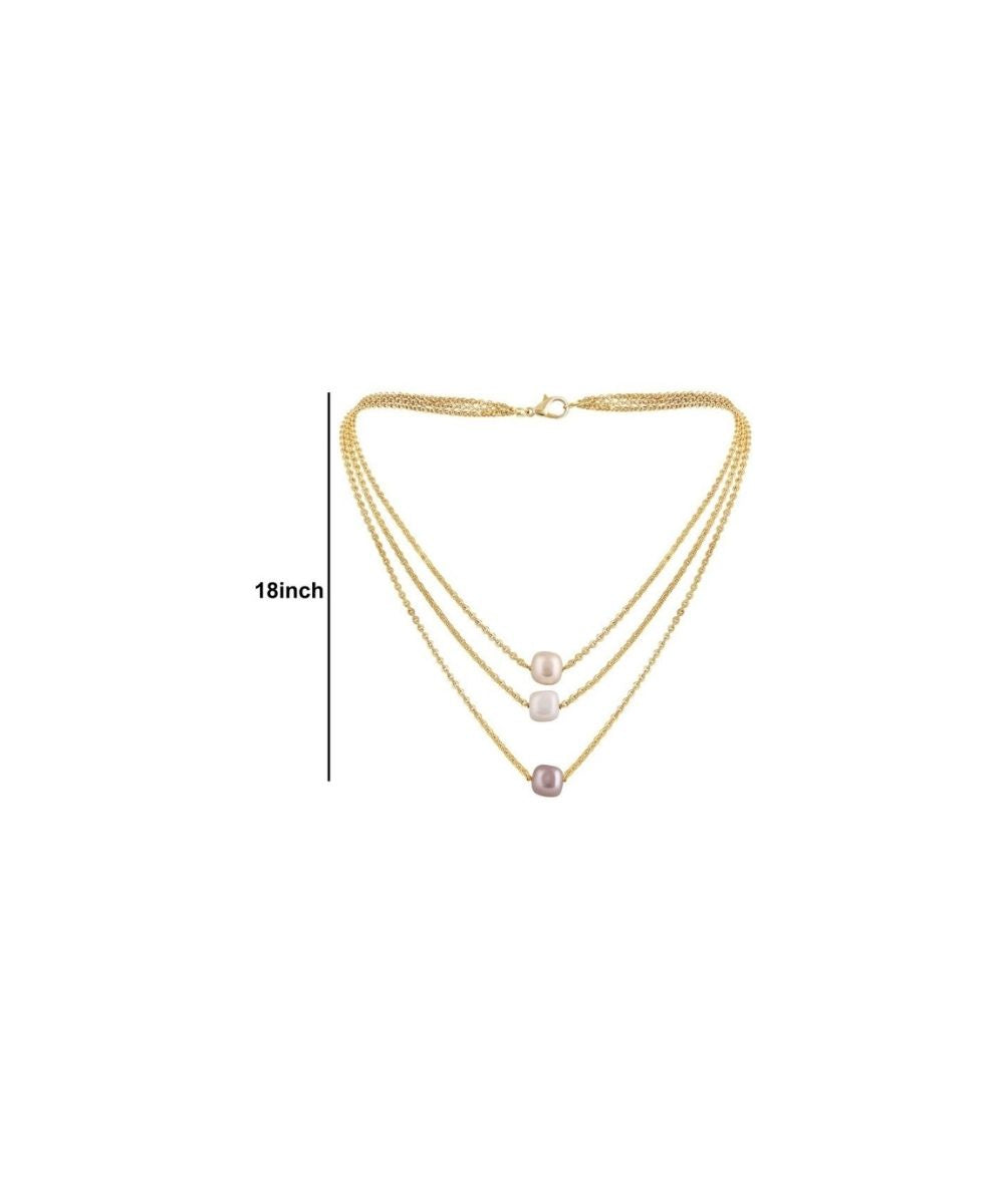 3-Layered Gold-Plated Pearl Necklace