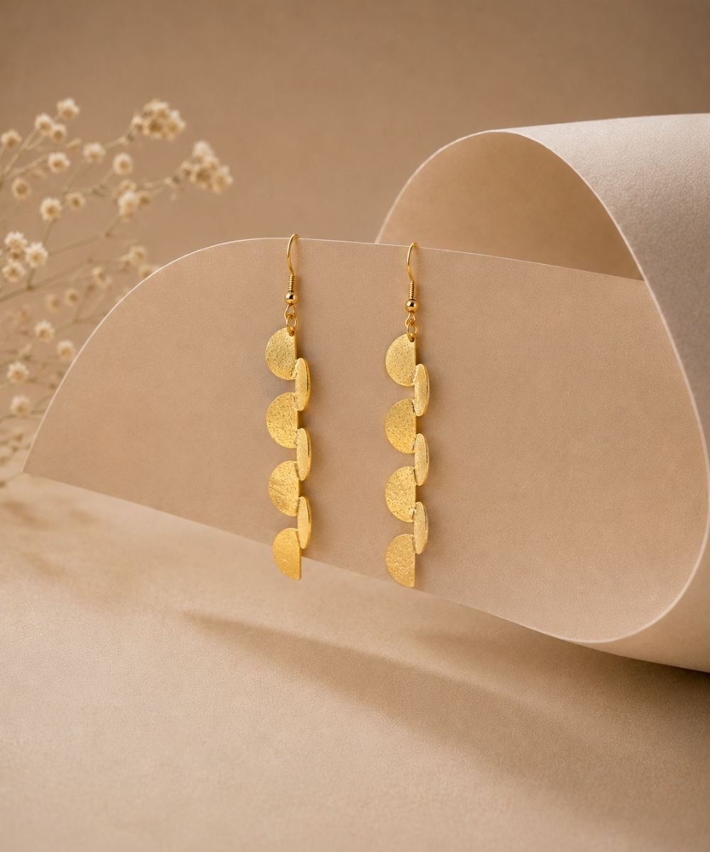 Gold Plated Semi-Circle Drop Earrings