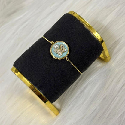 Butterfly Pearl Gold-Plated Bracelet